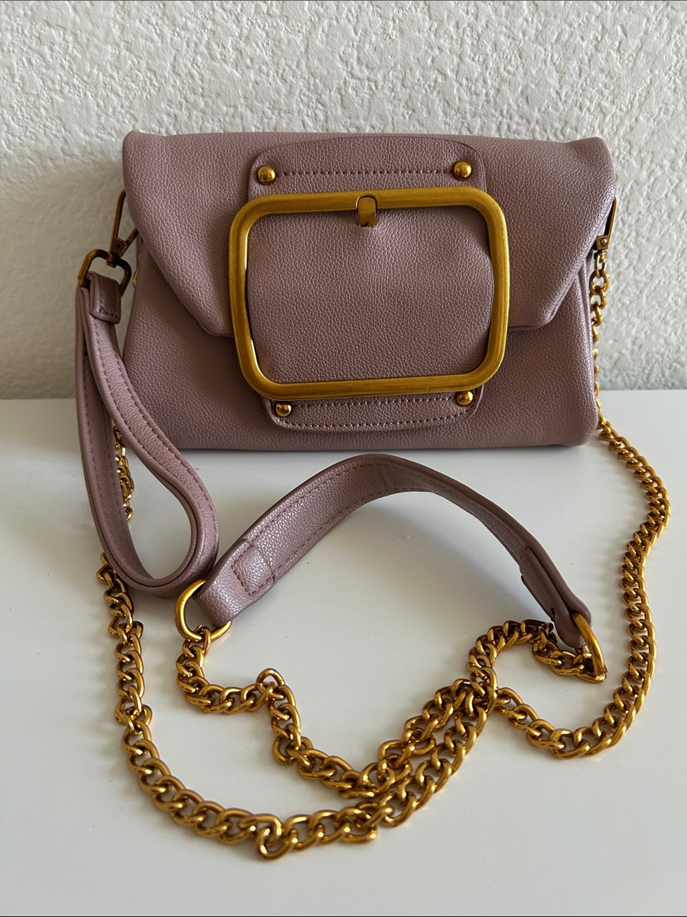 Women’s Blush Rose Shoulder Bag with Gold Hardware